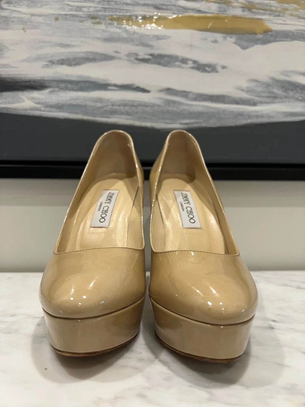 Jimmy Choo Beige Patent Leather Pumps - Picture 5 of 9